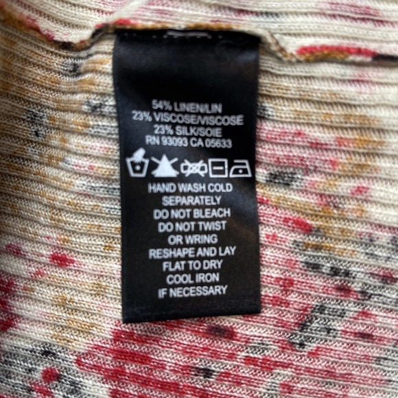 Zozo Knit Cardigan Sweater Linen Blend Size L Button Front Floral Thin - Picture 5 of 10